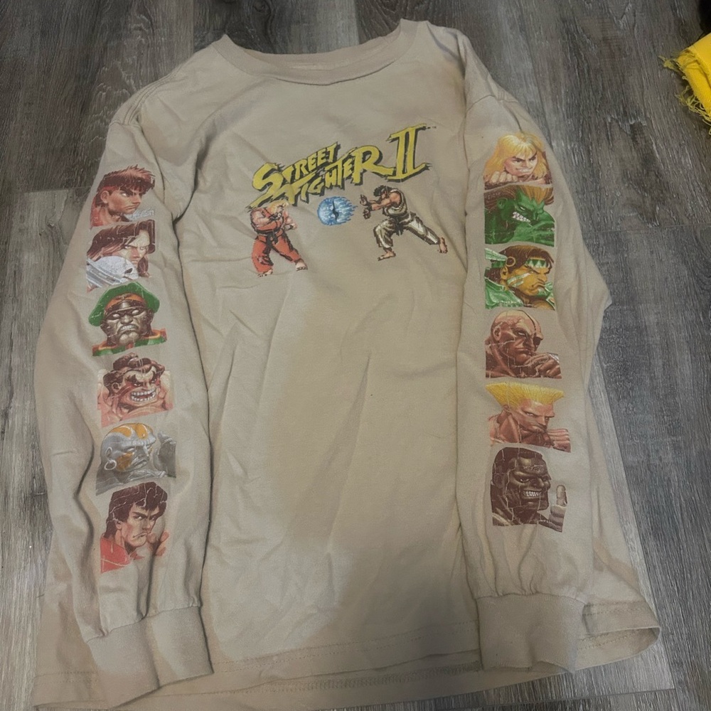 Street Fighter II Beige Long Sleeve Shirt